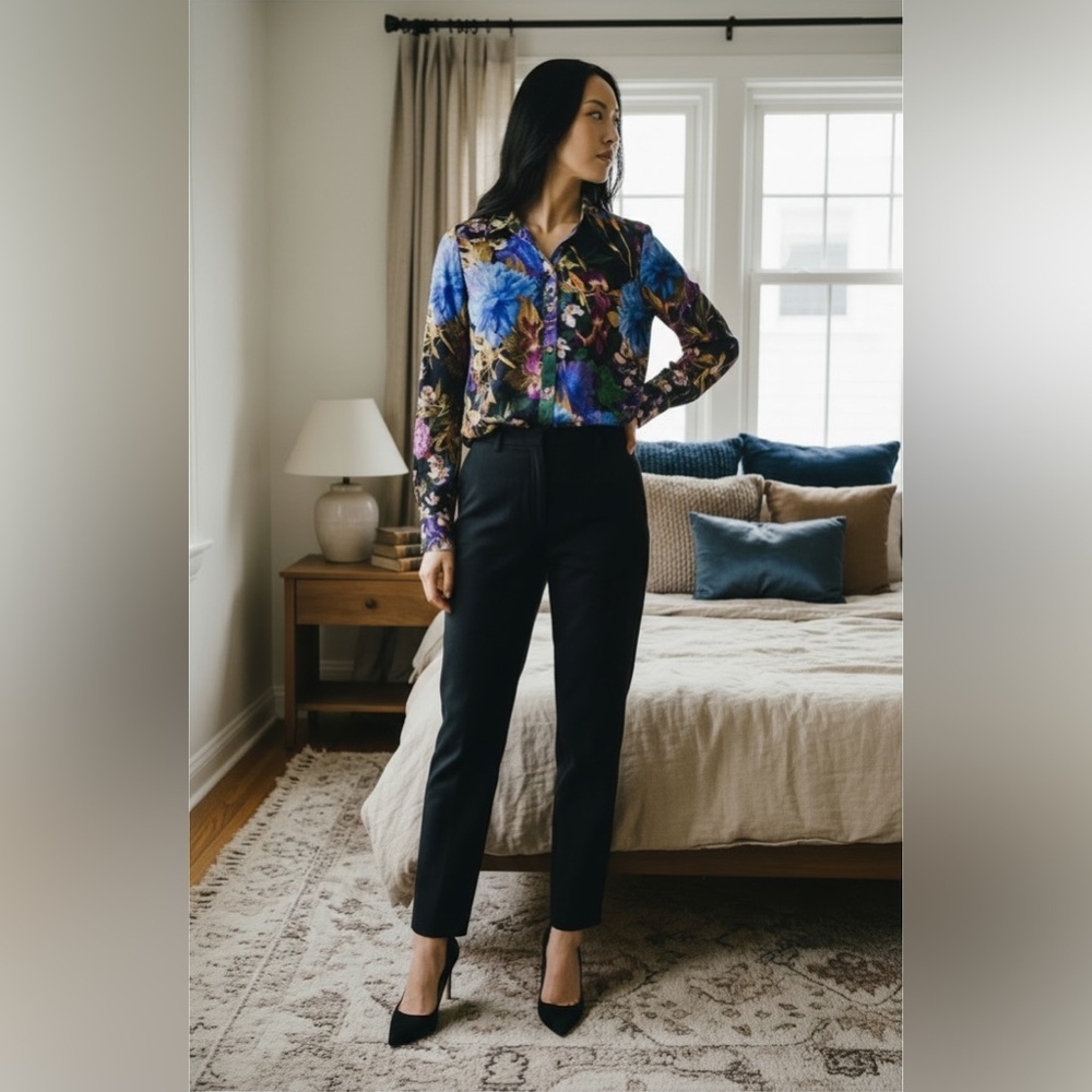 Karen Millen Ladies vibrant springtime bohemian button down blouse NWT MSRP $279